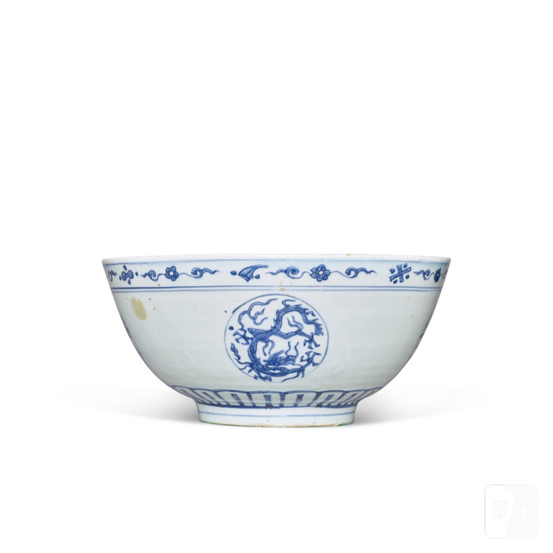 明末 青花團龍紋大盌 - 图4